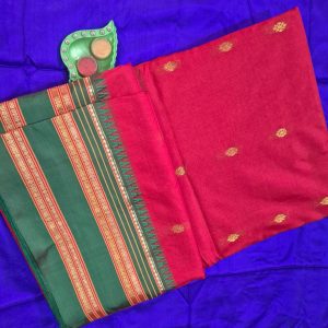 elegant red and bottle green narayan peth saree