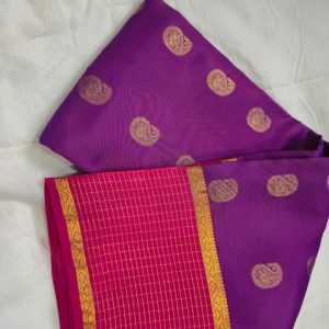 rich purple and rani pink pure silk saree